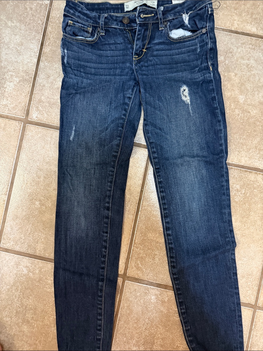 Abercrombie & Fitch Dark Blue Distressed Skinny Jeans